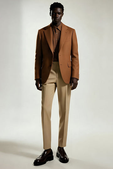 Dark Khaki Notched Lapel Singel Breasted Men's Suits